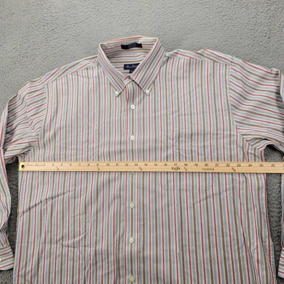 Alan Flusser Shirt Mens XL Blue Red Striped Long Sleeve Classic Button Down - Picture 13 of 13